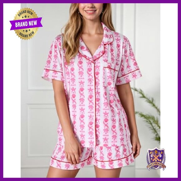Women's Summer Pajama Set Shorts Lounge Sleepwear Soft Breathable - Picture 5 of 8